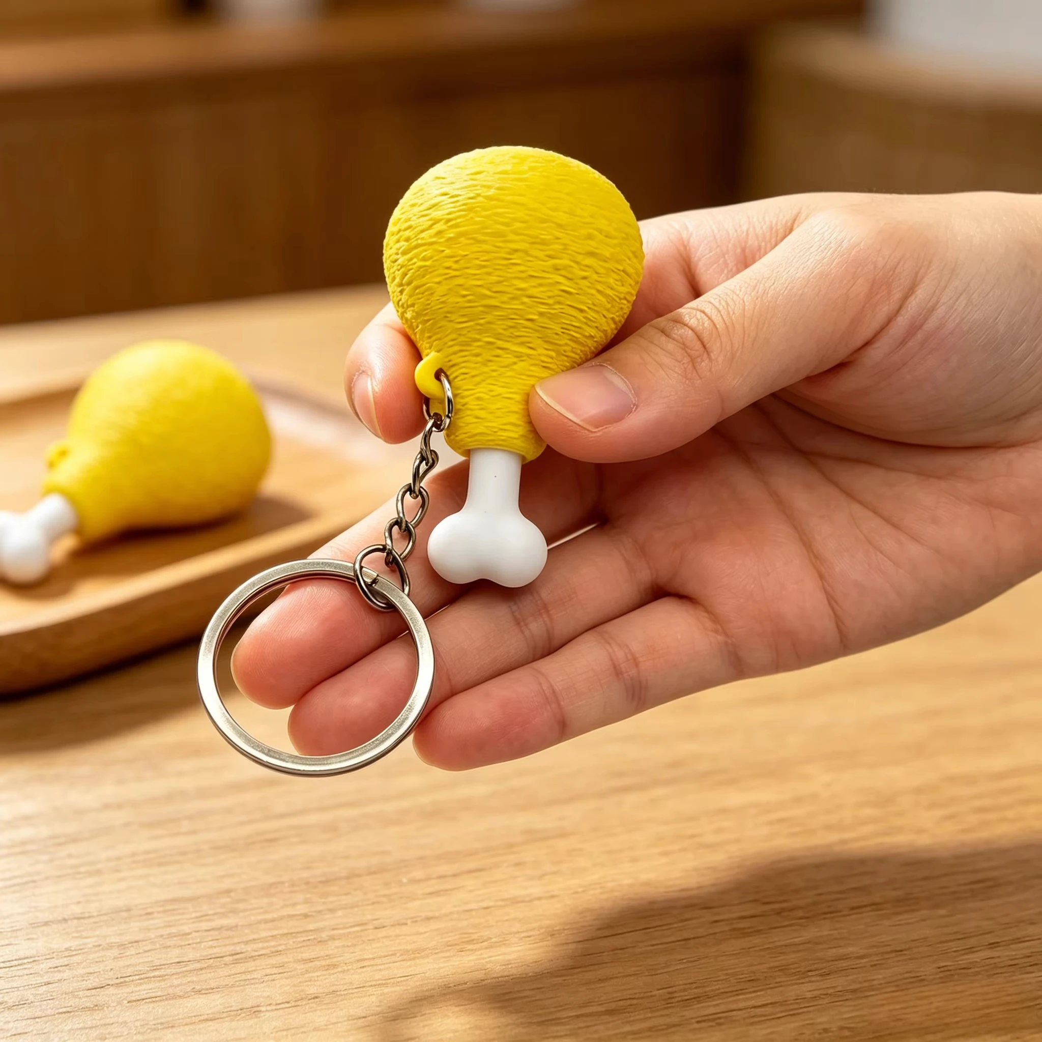 Anti-stress Simulation Chicken Legs Clicker Keychain Sensory Calming Fidget Bag Pendant Funny Finger Button Pendant ADHD Anxiety