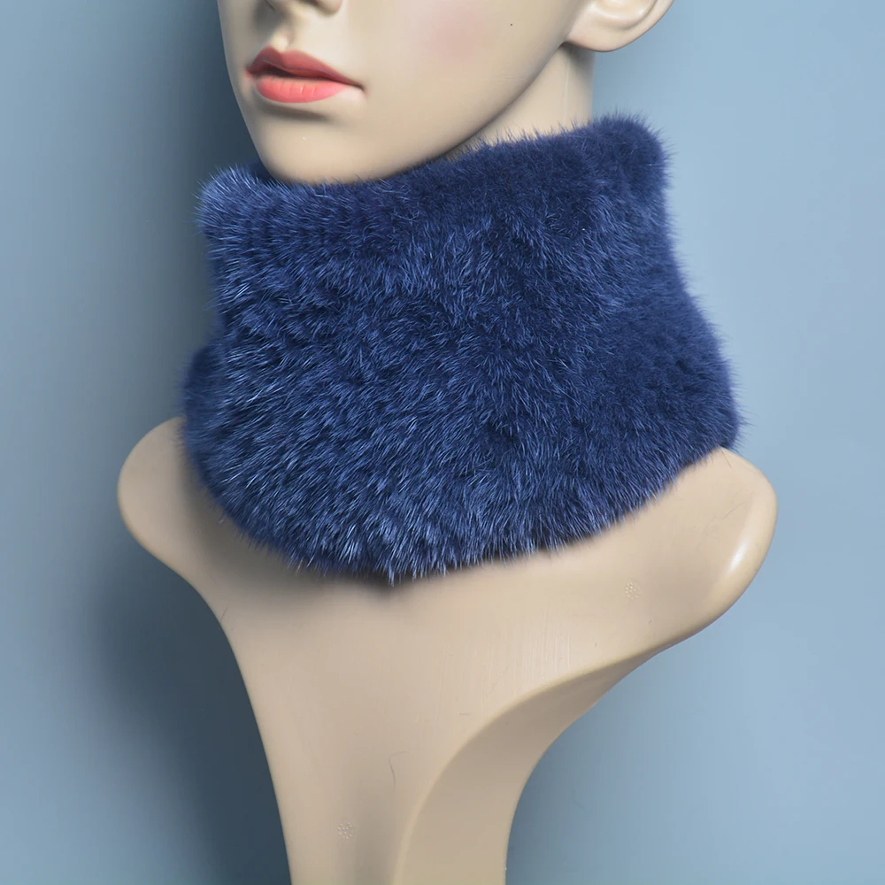 Natural Mink Fur Neck Warmer Elastic Women Winter Warm Headband Female Genuine Mink Fur Ring Scarf