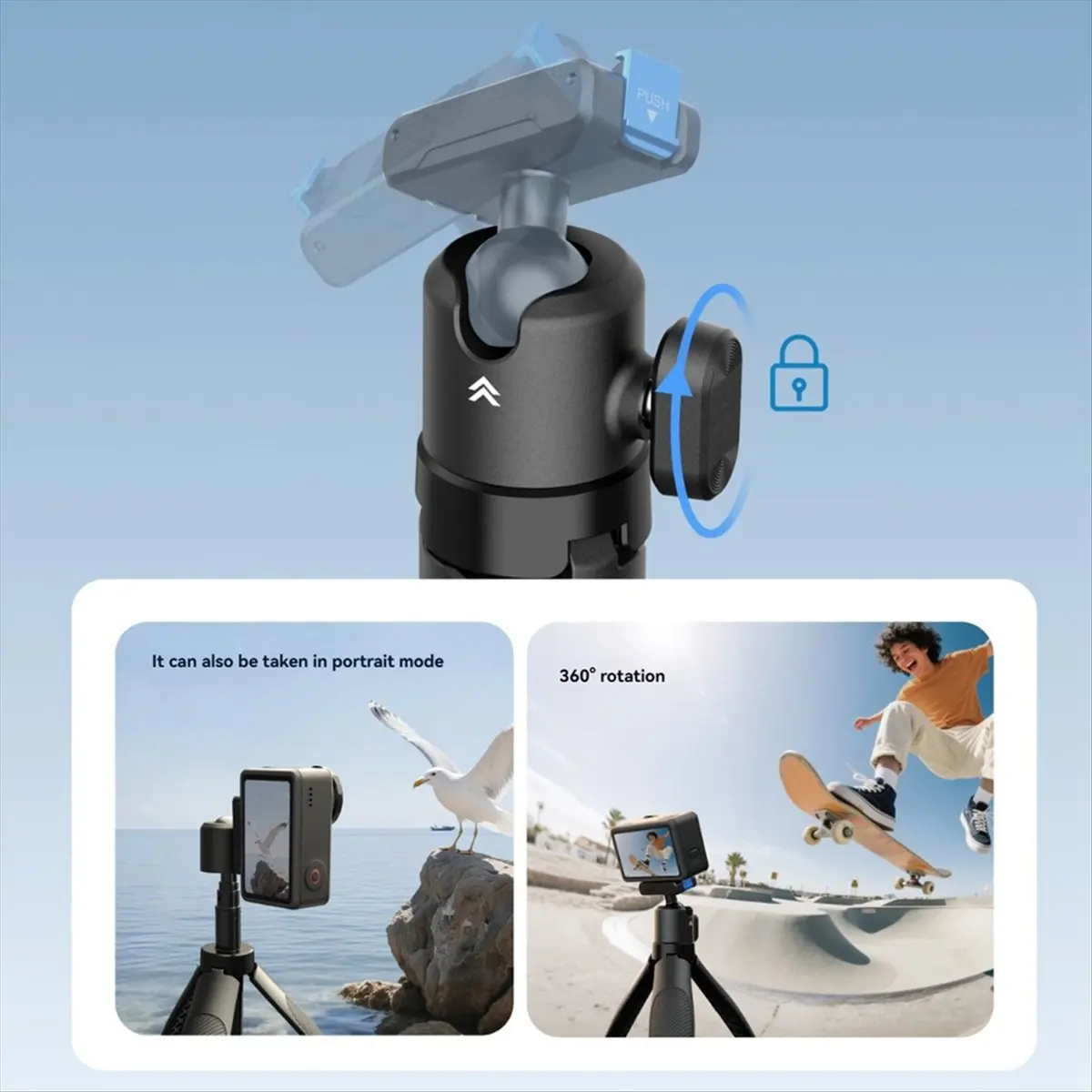 SPECIAL OFFER Portable Selfie Stick Tripod for 360/Action5/4 17-44CM Freely Extendable 360 ° Rotation for Video Record Live