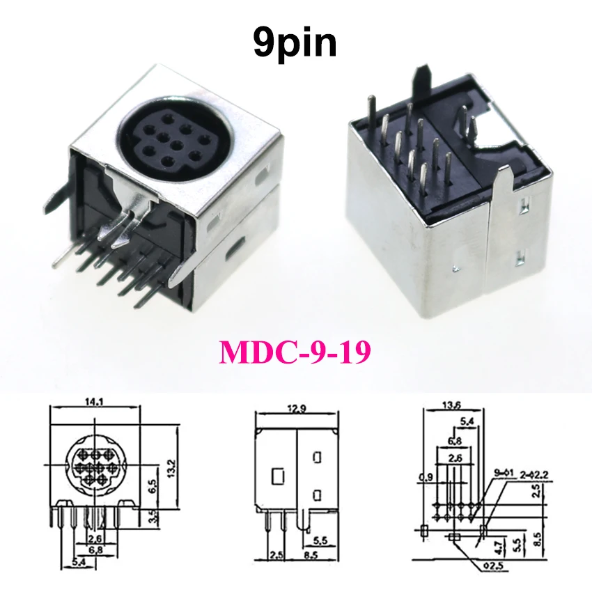 S 터미널 오디오 비디오 커넥터, S-비디오 PCB 마운트, 실버 톤 PS2 원형 DIN 마이크로 잭, 4 핀, 5 핀, 6 핀, 7 핀, 8 핀, 9/10 핀