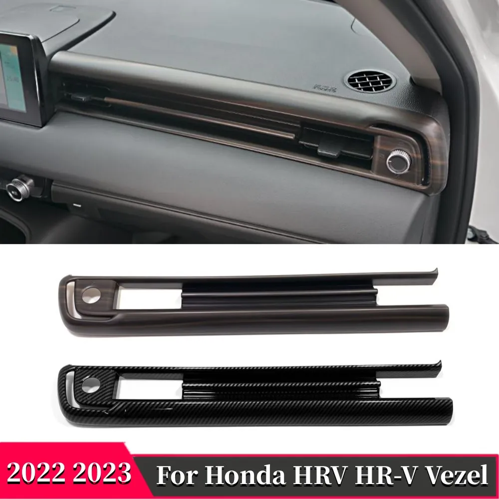 

LHD Carbon Wood Grain Car Dashboard Side Air Vent Housing Outlet Frame Decorative Cover Trim For Honda HRV HR-V Vezel 2022 2023