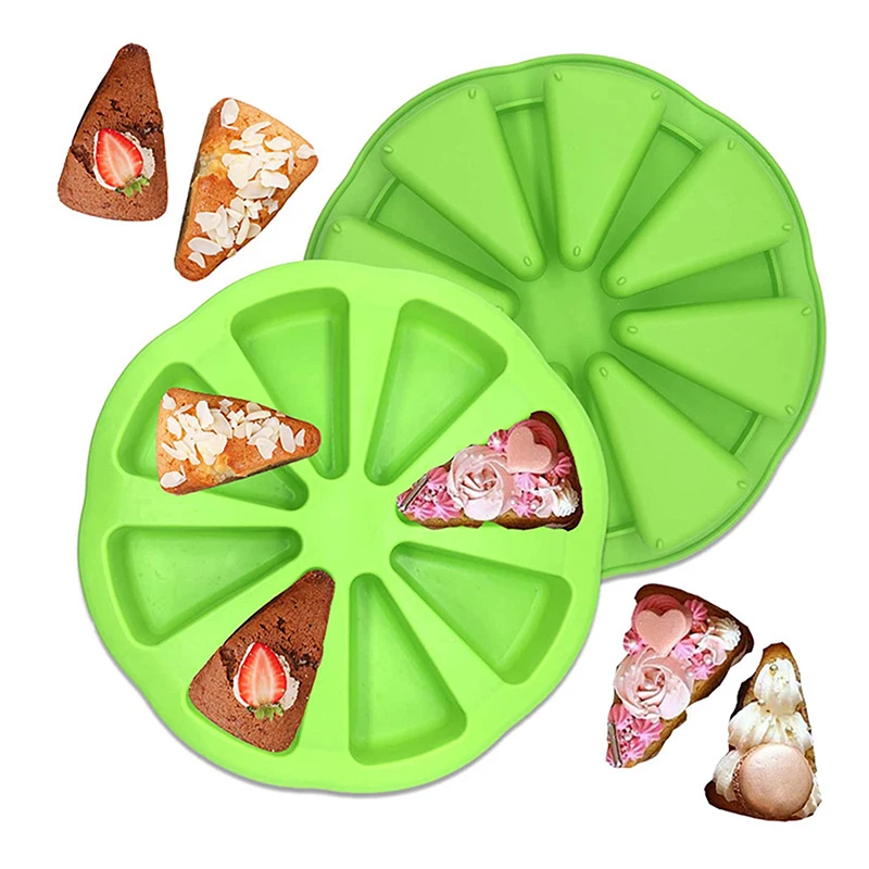 8 Cavity Silicone Portion Cake Mold DIY Triangle Cavity Cake Pan Pizza Slices Baking Molds Kitchen Baking Tool