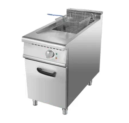Floor Standing Commercial Deep Fryer, Gas Double Tank Double Basket Fryer with Cabinet, Single Cylinder Electric Frying Machine