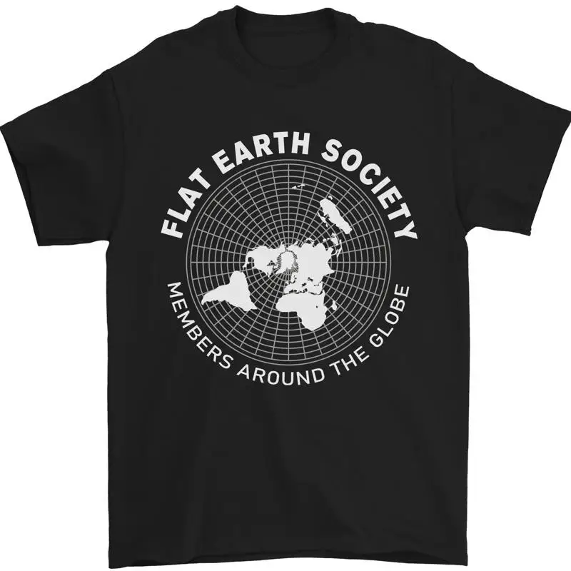 

Flat Earth Society Members Around the Globe Mens T Shirt 100 Cotton