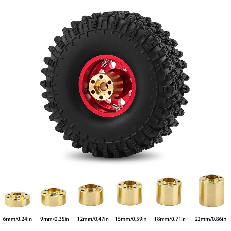

1.9/2.2 Inch Weighted Wheel Hex Hub 12mm Wide Extension Adapter Black Gold for SCX10 TRX4 RC Crawler