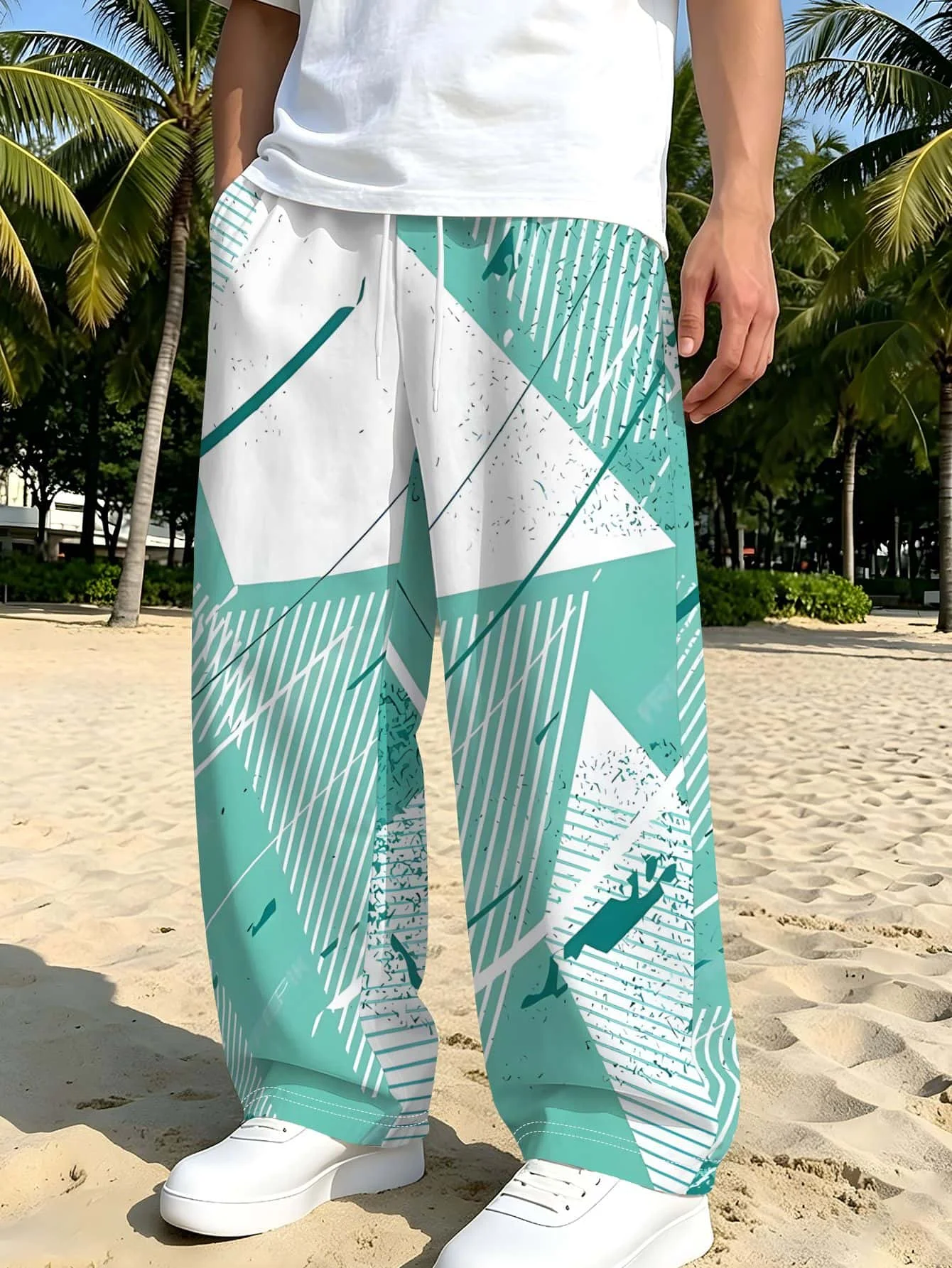 Minimalist Geometric Trendy Pants! Full Printed Quick Drying Pants for Men and Women, Loose and Breathable Fitness Pants
