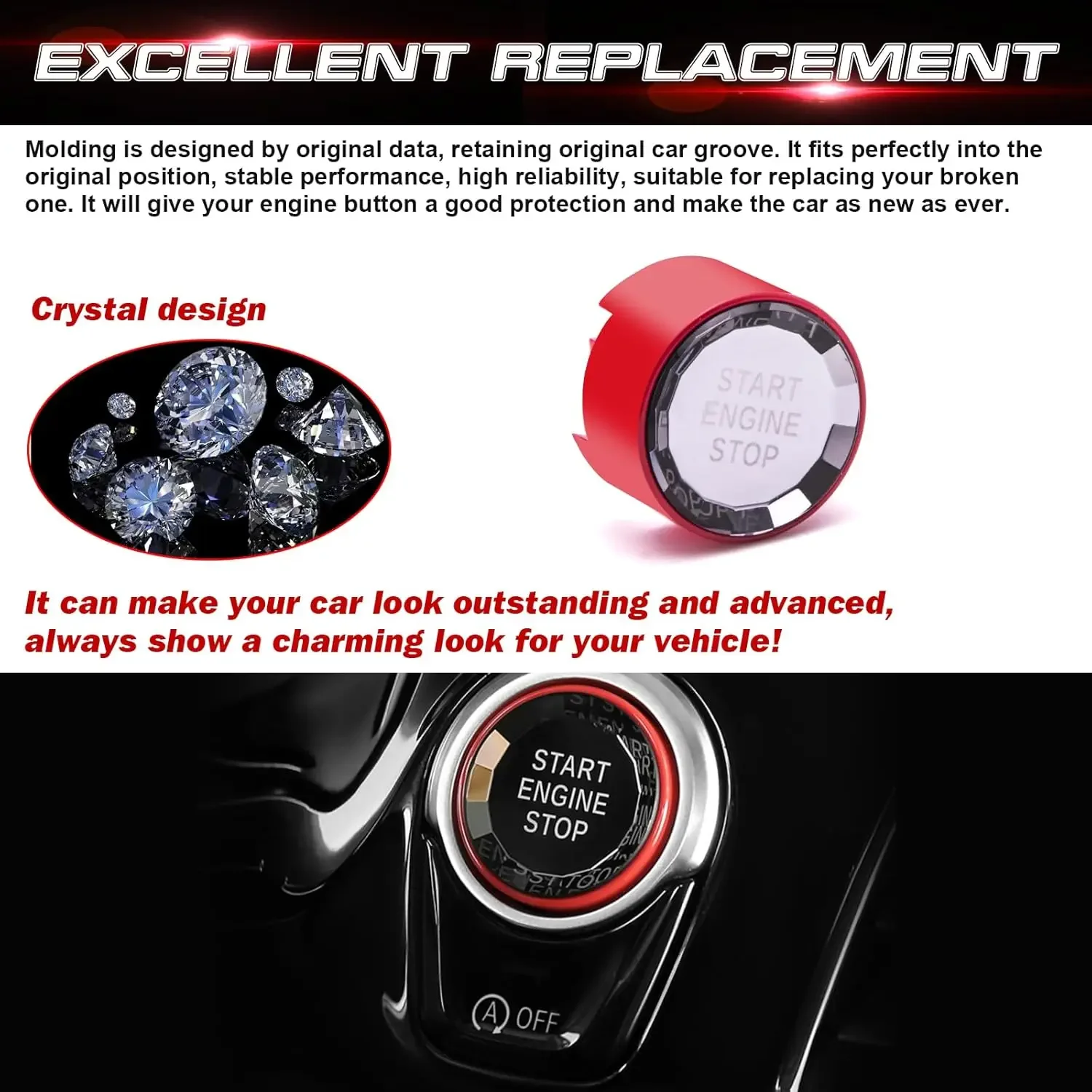 كريستال نمط المحرك بدء إيقاف التبديل زر الإشعال صالح F الهيكل F30 F10 F20 F22 F32 F15 F48