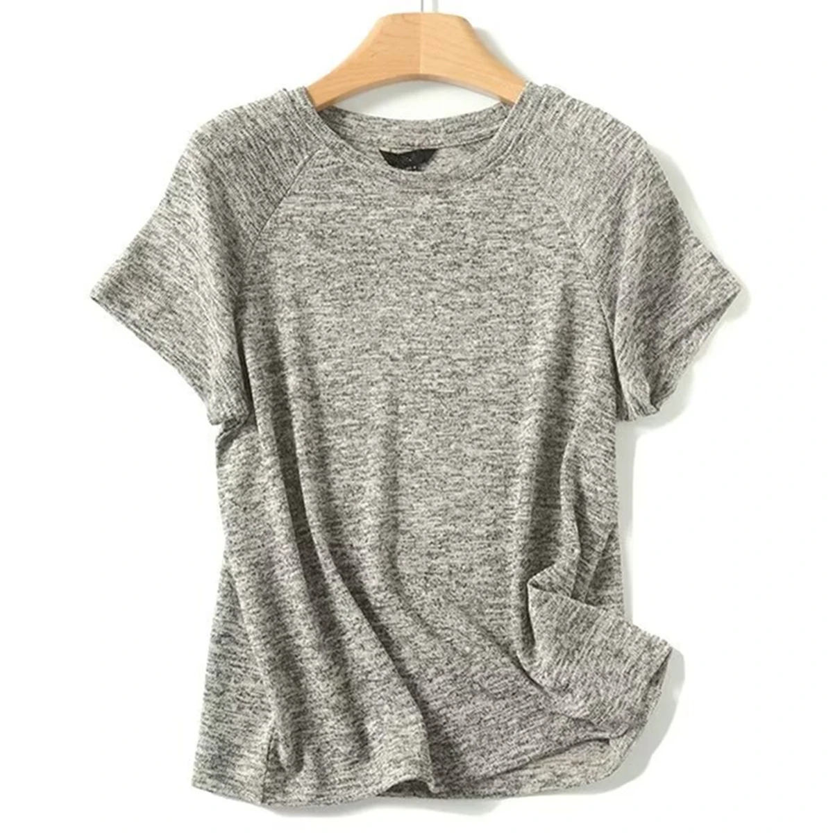 

Withered Light Grey Casual Top TShirt For T-shirt Women Summer Minimalist Fashion Commuting Round Neck