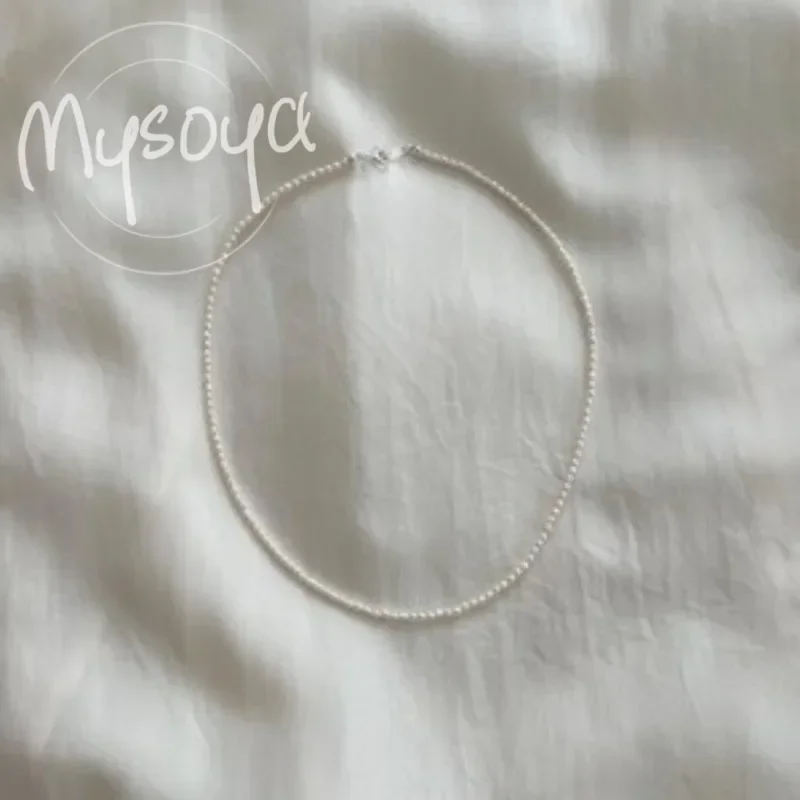 

MYSOYA White Freshwater Pearl Necklace 2-3mm With Gift Box For Her/Him Perfect Birthday/Wedding/Christmas/New Year'Gifts
