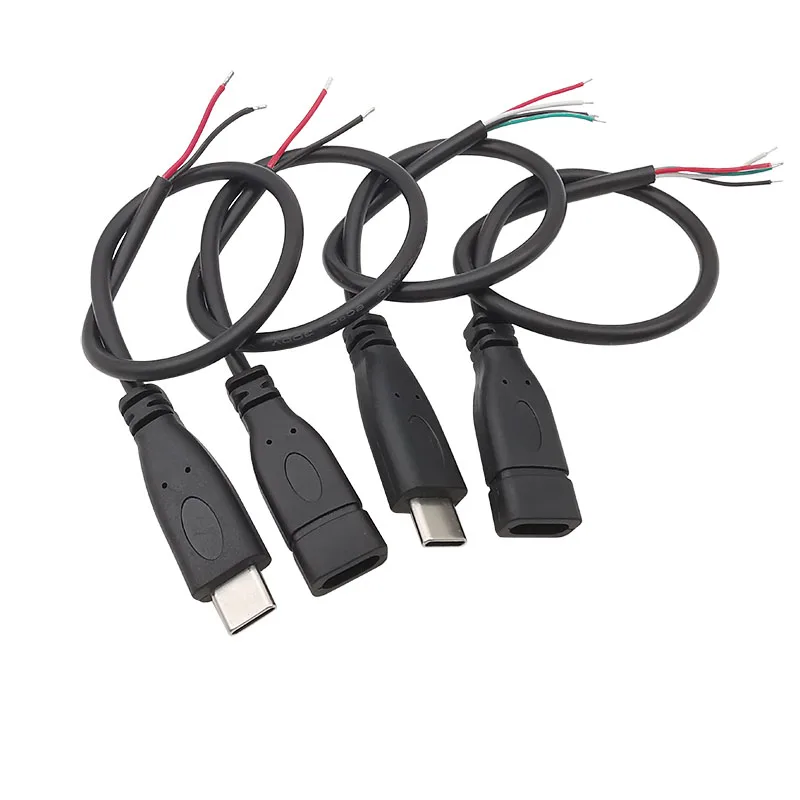 5Pcs 5V USB tipo C maschio/femmina 2/4 Pin Pigtail Extension cavo di alimentazione ricarica dati riparazione fai da te connettore presa USB di tipo C