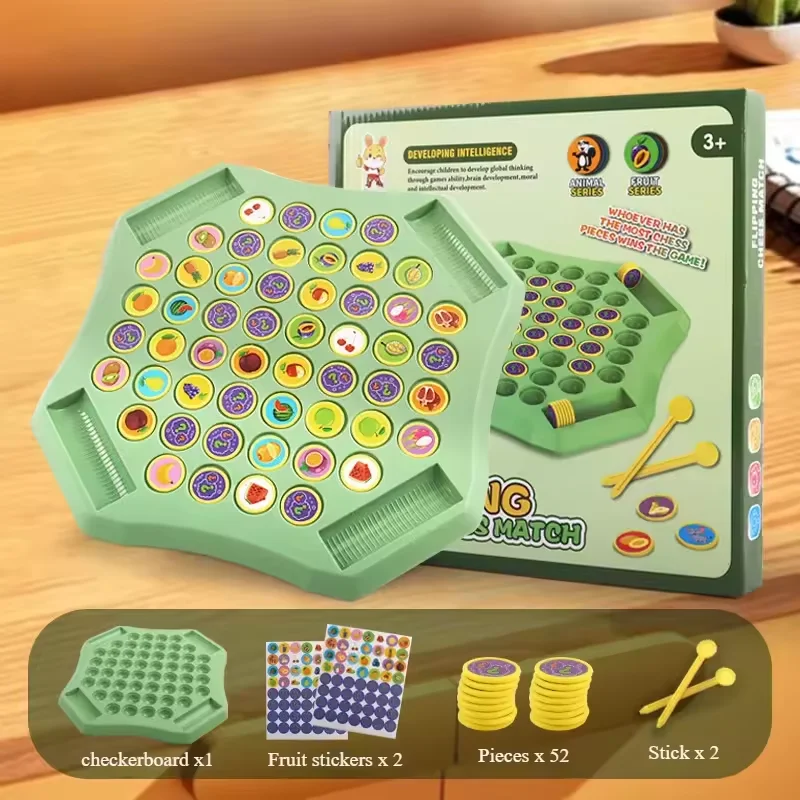 

Animal/Fruit Flip Chess 54 Cards Memory Challenge Chess Game Toy Logical Thinking Cognitive Animal Learning Chess For 2-4 Player