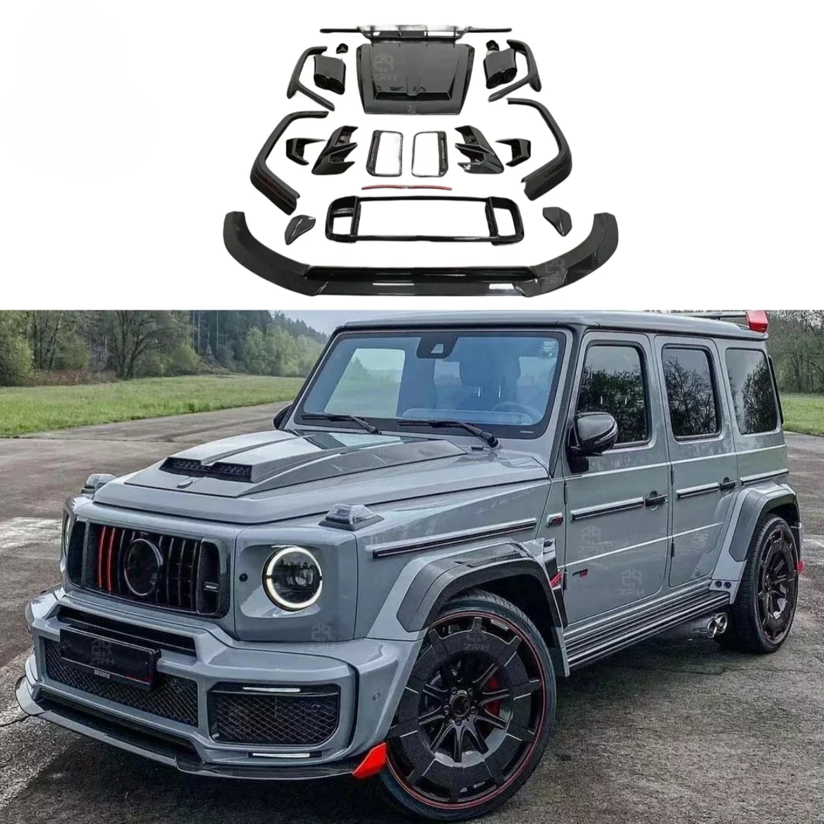 G900 Style Dry Carbon Fiber Body Kit For  G Class W464 G500 G550 G63 Upgrade To Bs- Rocket G900 Body Kit