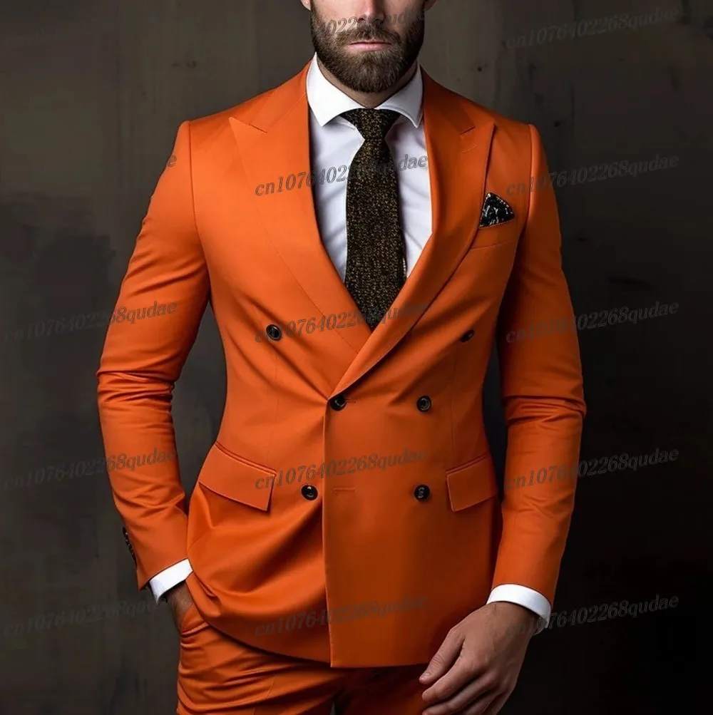 

Dark Orange Formal Occasion Men Suit Wedding Party Groom Suits Groomsman Male Tuxedos Bridegroom Costume 2 Piece Set Jacket Pant