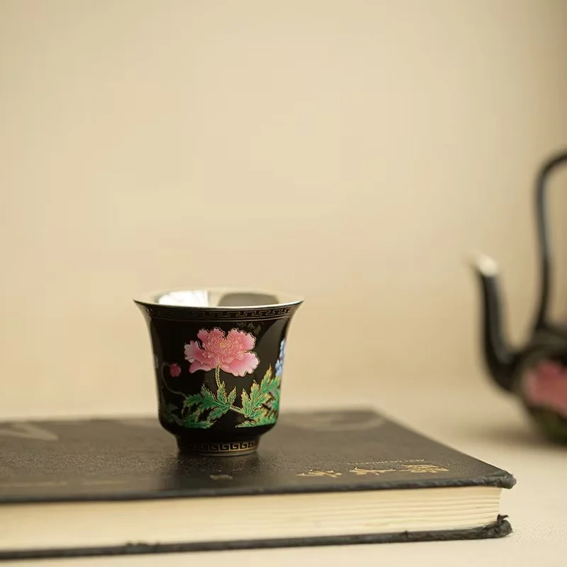 40ML Jingdezhen Silber Emaille Farbe Teetasse Master Tasse Geruch Tee Duft Tasse Exquisite Tee Verkostung Tasse Handgemachte Kung Fu tee-Set