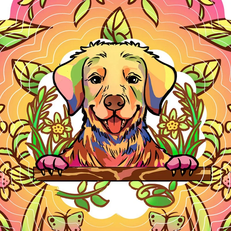 Pemintal Angin Warna Dasar Anjing Mandala Lonceng Angin Menggantung Pemintal Angin untuk Dekorasi