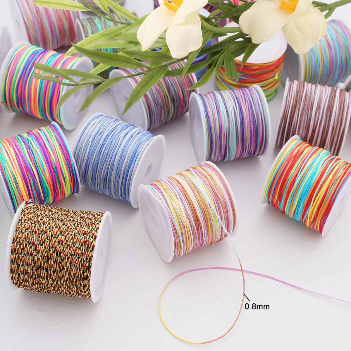 30meters 0.8mm Nylon Cord Thread Gradient Colors Chinese Knot Macrame Cord Bracelet Braided String DIY Tassels Beading Thread – Detail 2