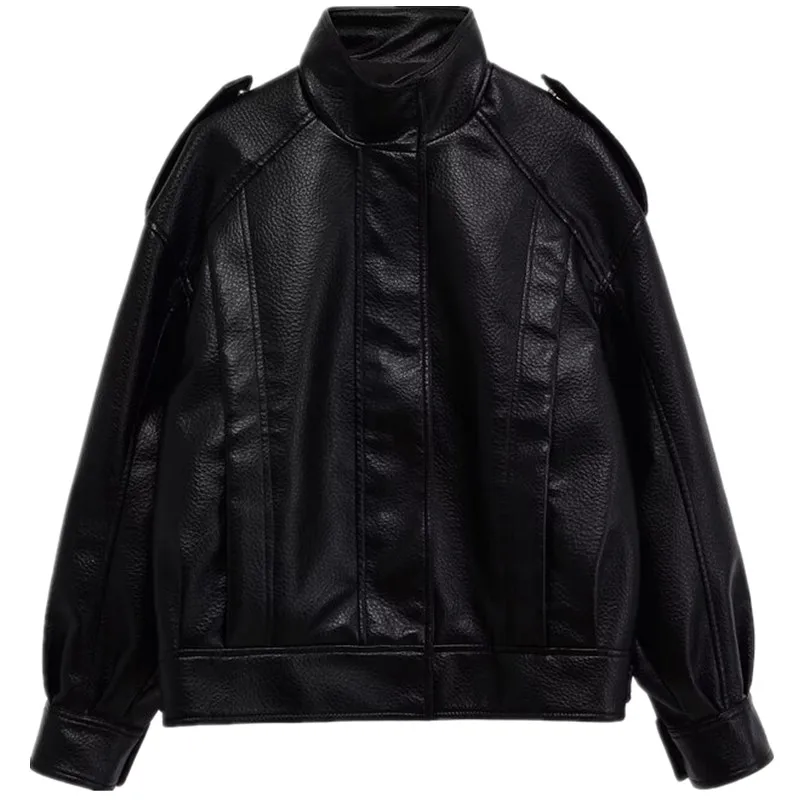 Autunno 2025 Nuovo Design da donna Senso Pelle Pilota Jaet Cappotto ort Capispalla Chiusura con cerniera Lungo Sve Ladies Faion