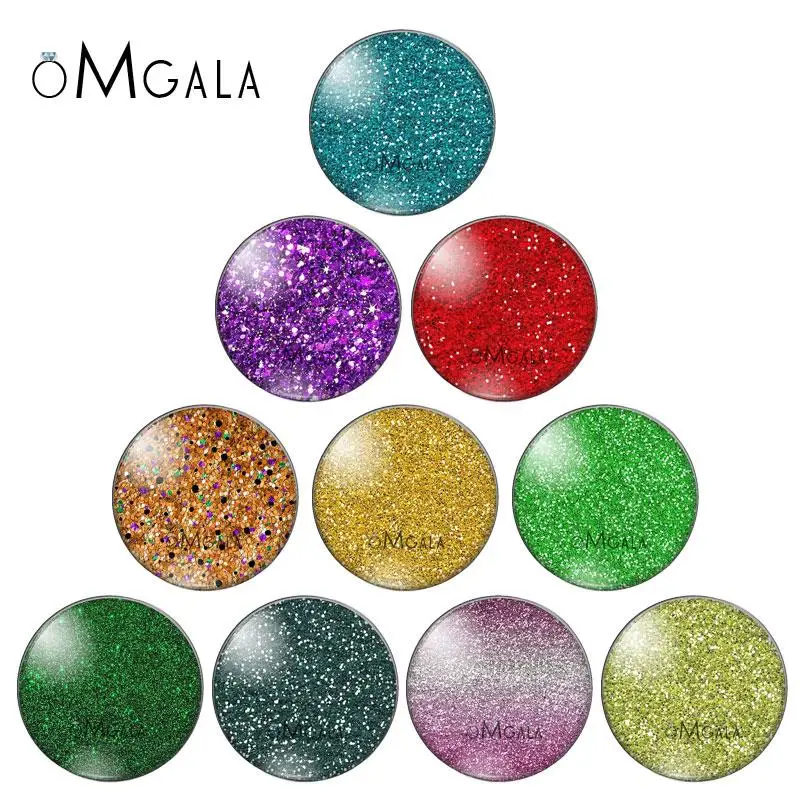 Bling Star Gliter Background Pattern 10pcs 8mm/10mm12mm/18mm/20mm/25mm Round photo glass cabochon demo flat back Making findings