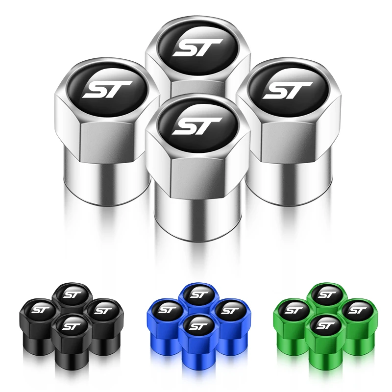 4Pcs Car Tire Valve Caps Metal Styling Tyre Air Stems Cover for Ford ST Mondeo Fusion Escape Edge Kuga ST LINE Accessories