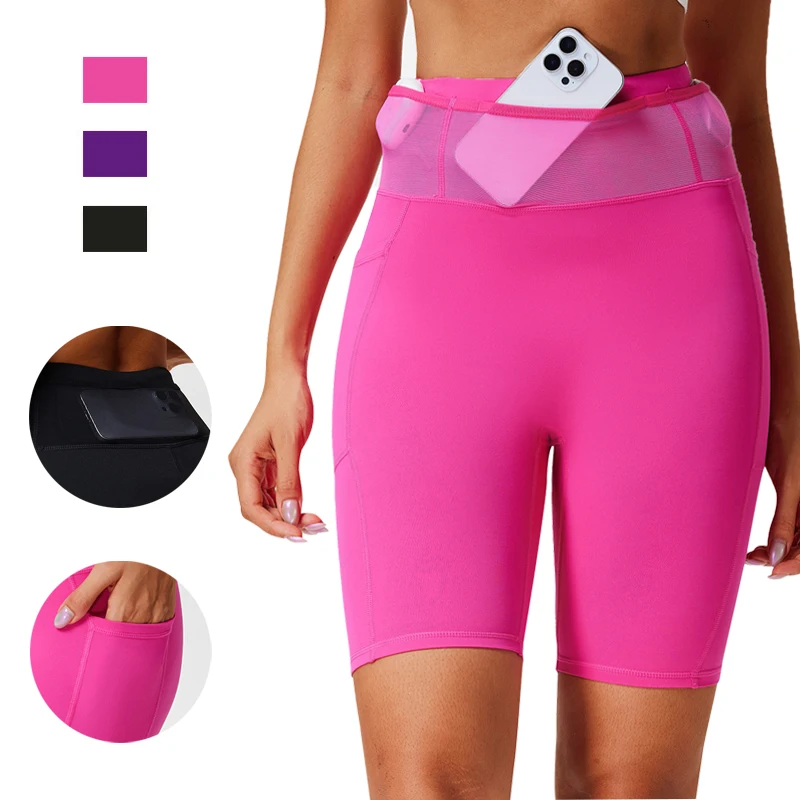 

Компрессионные шорты для марафона с карманом на поясе для мужчин и женщин, быстросохнущие нейлоновые колготки для тренировок для велоспорта, бега