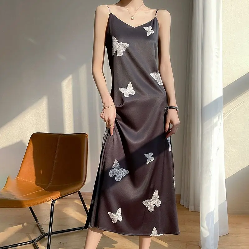 Summer Silk Dress Mulberry Silk High-end Medium and Long Large Size Over The Knee A shaped Skirt Loose Waist and Thin