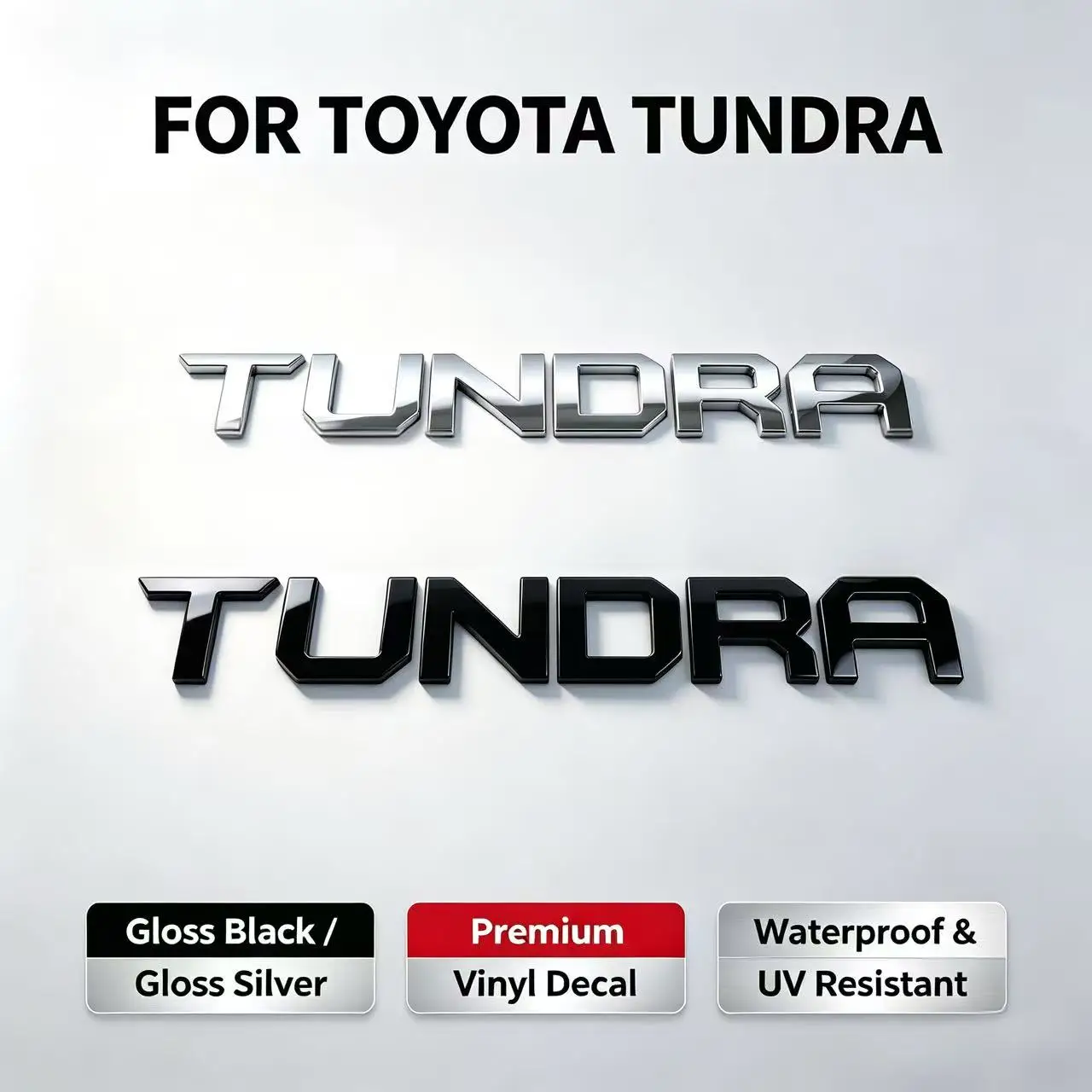Autocollant avec emblème en lettres pour Toyota TUNDRA, autocollant en vinyle noir brillant argenté, imperméable, résistant aux UV, décoration extérieure pour hayon de camion