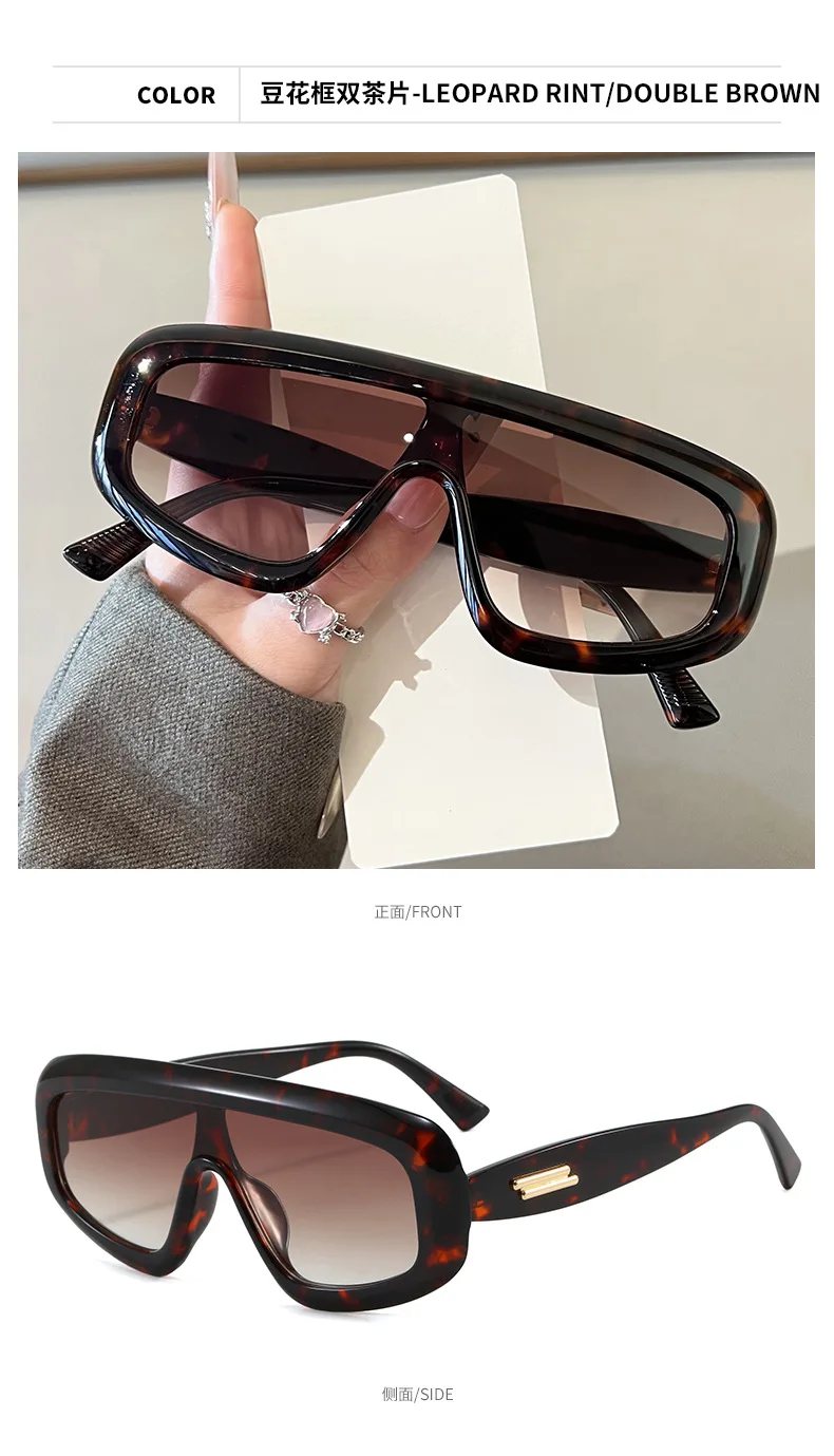 Vintage One-Piece Quadratische Sonnenbrille für Damen Neue Mode Schwarze Verlaufsgläser Übergroße Sonnenbrille für Herren Retro Gestreifte Fahrbrille – Detail 19