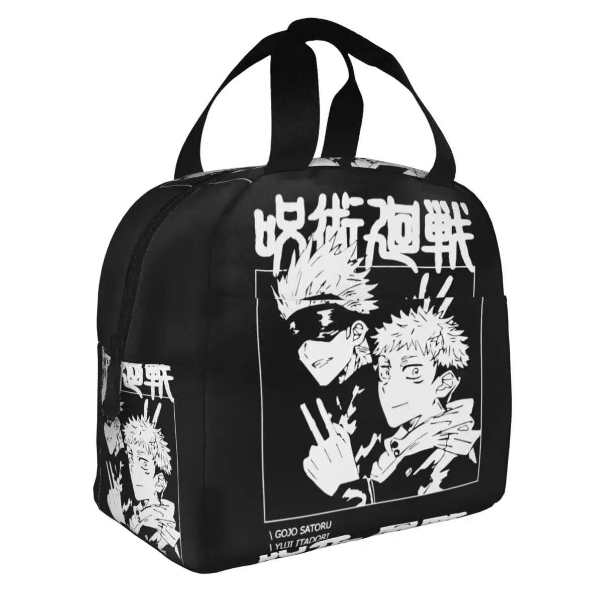 Anime Yuji Itadori Satoru Gojo Insulated Lunch Bags Thermal Bag Reusable Jujutsu Kaisen Manga Tote Lunch Box Food Bag College