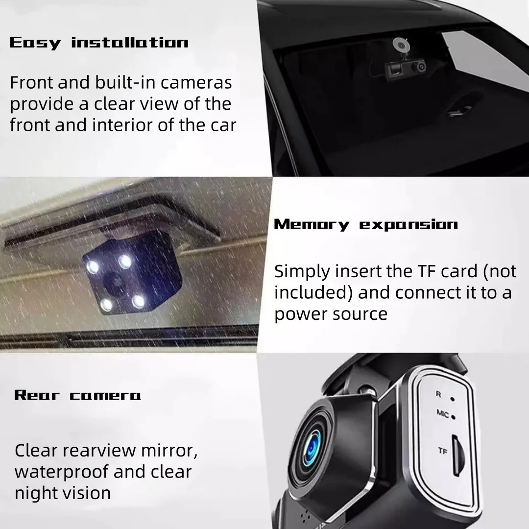 Multi lens Driving Recorder Camera Wireless Triple Recording Night Vision Car Surveillance Video Tape WiFi Connected to Phone