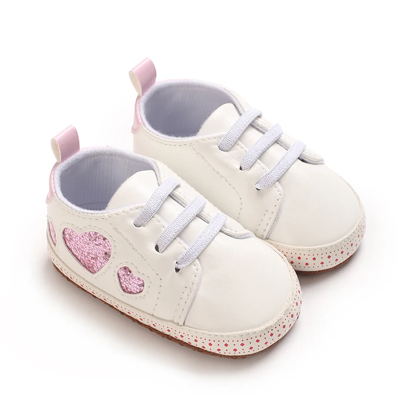 Heart shaped sequins 0-18M Baby Casual Sports Shoes For Spring And Autumn Girl High-Quality Soft Soled Anti Slip Walking Shoes