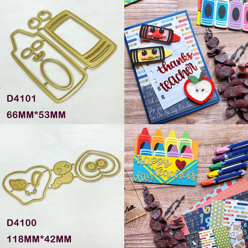 2 Styles Metal Cutting Dies Flip Tag Frame Baby Heart Ornament Die‑cut Template For Teacher Theme DIY Scrapbooking Journal Card