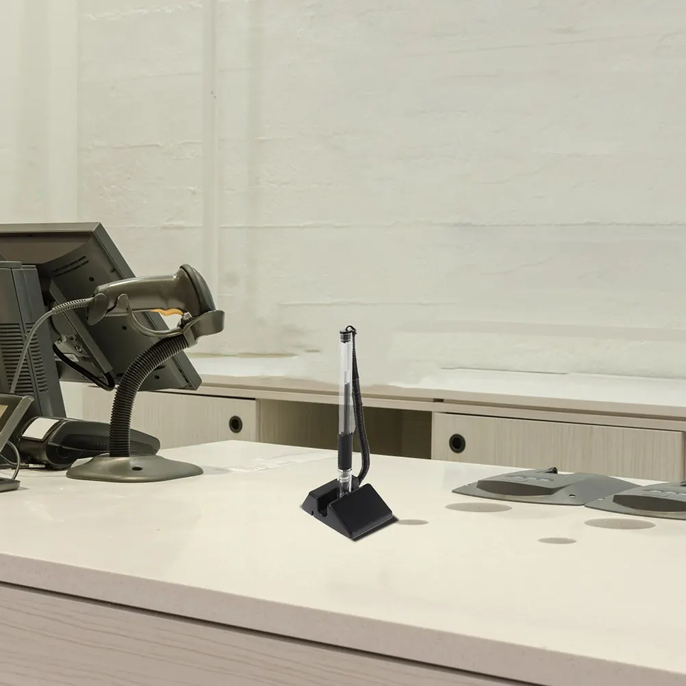 4Pcs Desk Pen With Stand Holder For Hotel Front Desk Office Manager Desktop Security Gel Ink Counter Anti- Writing