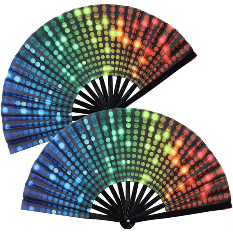 Foldable Handheld  suitable for carnival Halloween and funny performances Gradient Colorful Reflective Fan Festival Party Dance