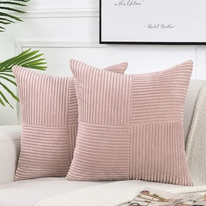 Design Retro Corduroy Patchwork Pillow Covers Christmas Throw Pillow Cases Stripe Decorative Cushion Covers for Sofa Bed Room
