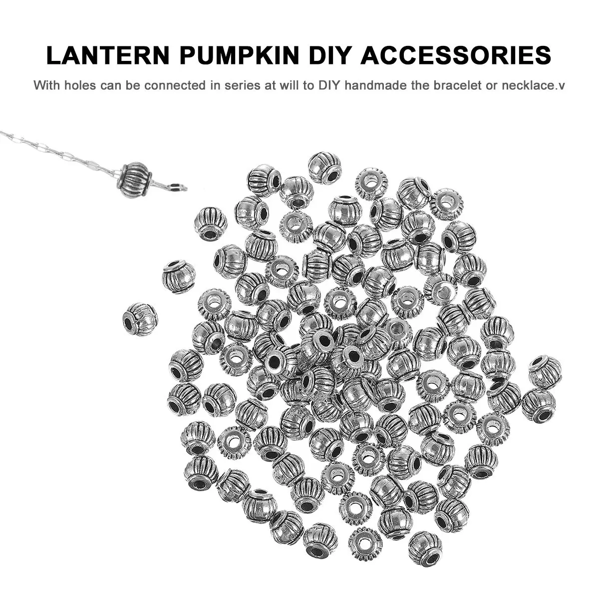 100Pcs DIY Pumpkin Lantern Beads Round Resin Spacer Beads Eco Friendly Non Toxic for Jewelry Making Bracelet Necklace Earring