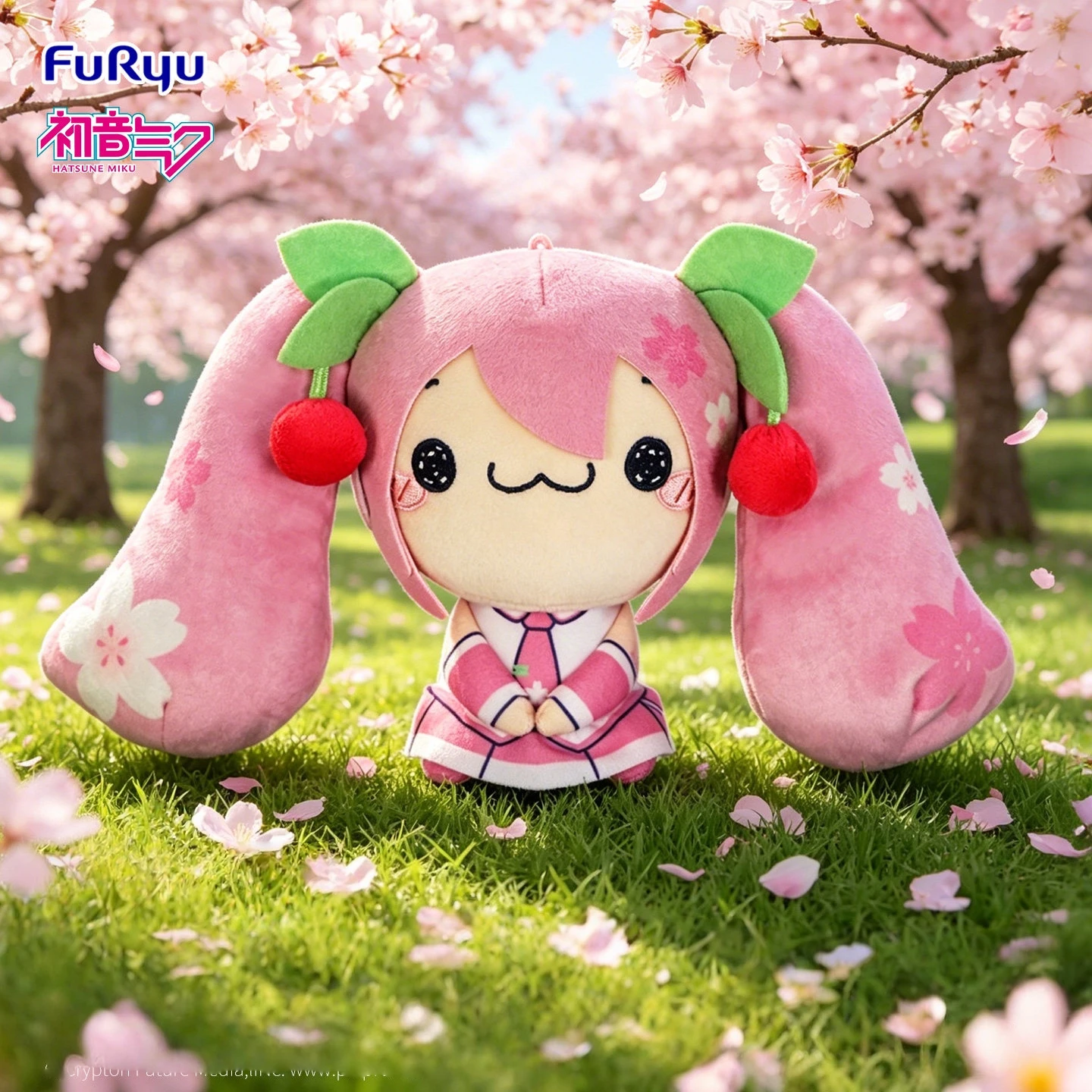 本物のフリュー初音ミクさくらモチピコぬいぐるみ-15-センチメートル桜ぬいぐるみアニメコレクションぬいぐるみ誕生日ギフト