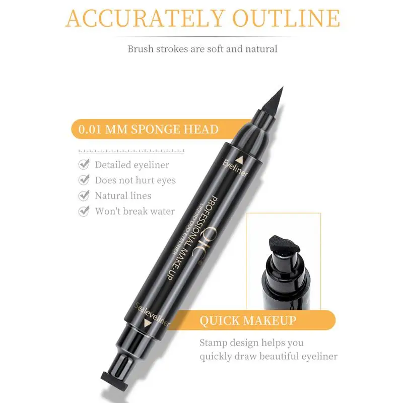 Eyeliner  Seal Stamp Black Liquid Eyeliner Pen Waterproof Fast Dry Double-ended Eye Liner Pencil Make-up For Women Cosmetics