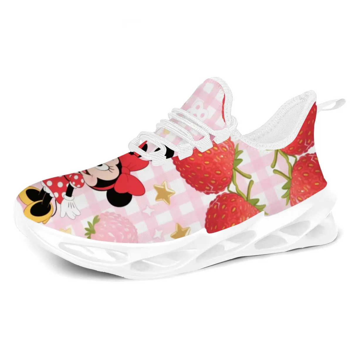 

Minnie Strawberry Pink White Sneakers Men Casual Sneakers Women Shoe Training Jogging Running Walking Sports Shoes