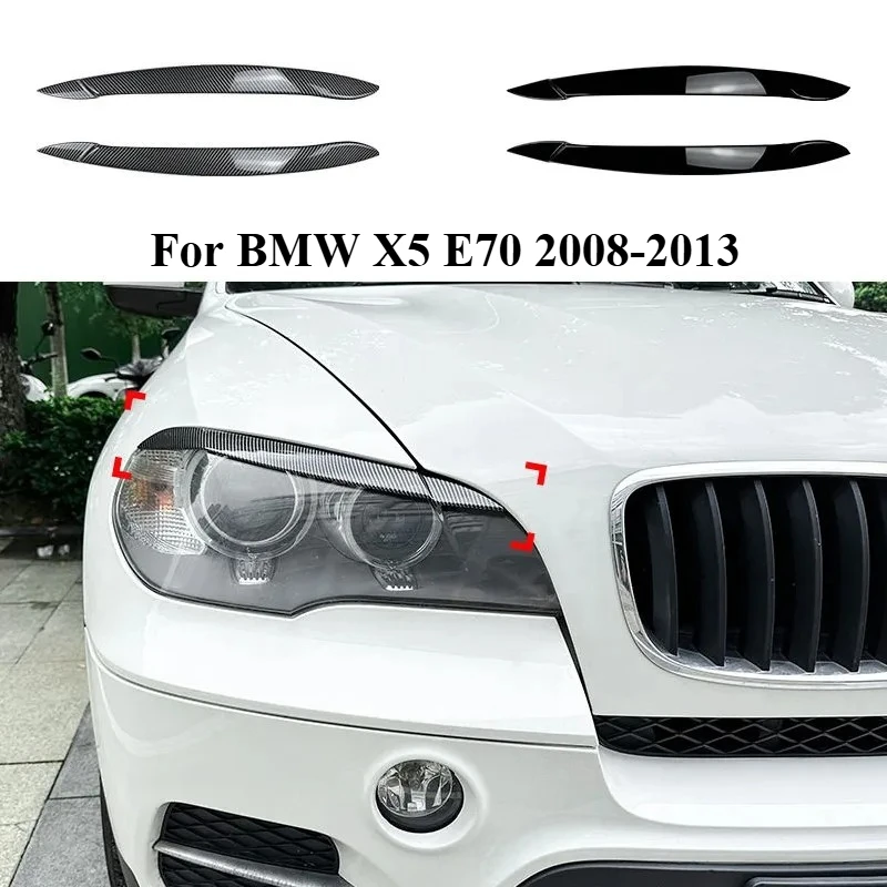 

Car Front Headlight Eyebrows Cover Trim For BMW X5 E70 2008-2013 Head Lamp Eyelids Exterior Auto Body Kits Car Accessories