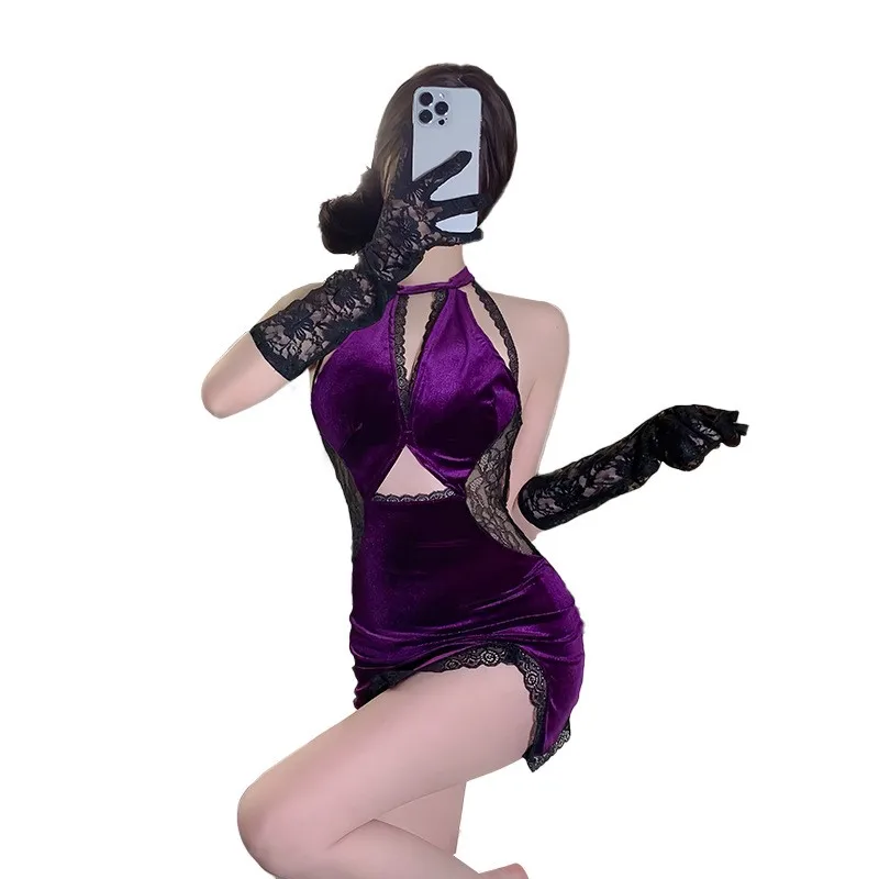 セクシーなランジェリードレスセクシーなチャイナドレスなし脱ぐ視点セットナイトクラブ制服誘惑セクシーな衣装女性フェチセックスショップ