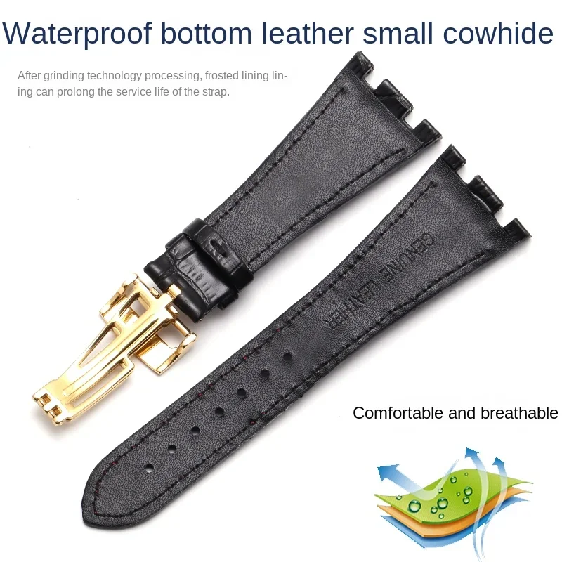 Calf-Skin Watchband for AP Royal Oak Series 15710 15703 15706 26470 26471 26474 Leather Watch Strap 28mm Leather Bracelet Male