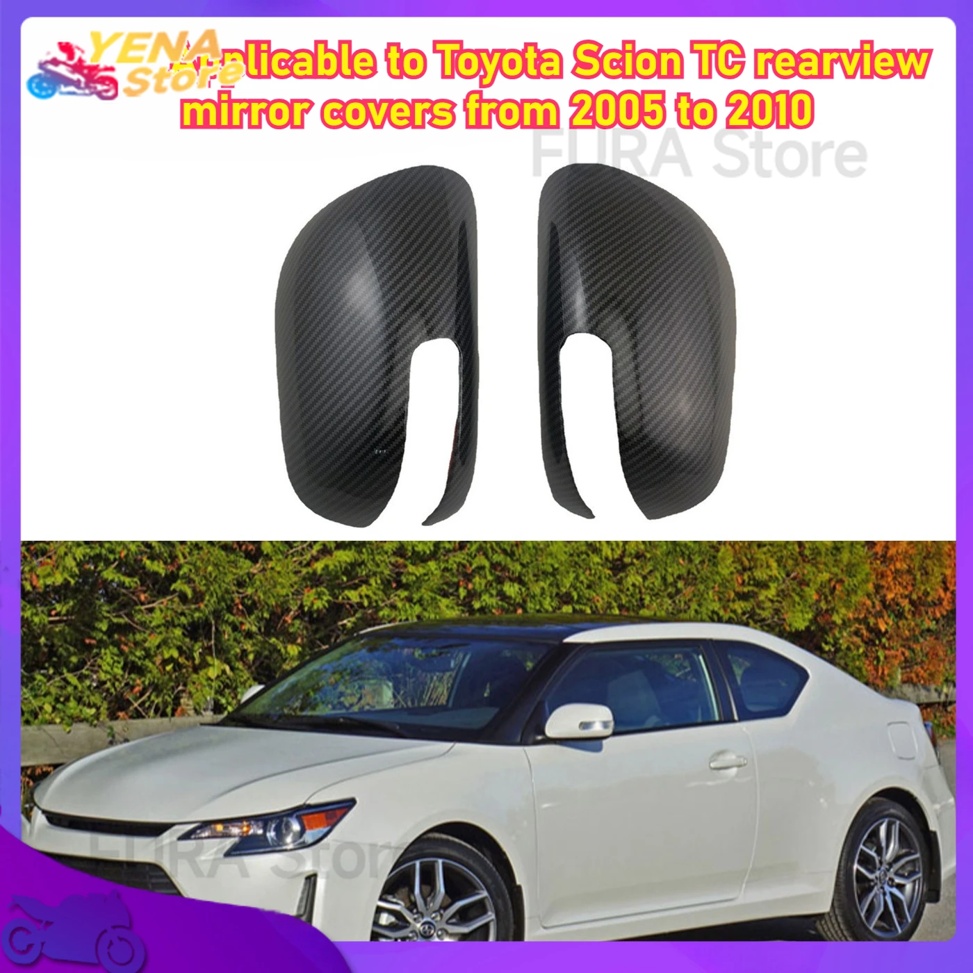 

ABS carbon fiber auto parts door mirror cover decoration is suitable for Toyota Scion TC car decoration from 2005 to 2010