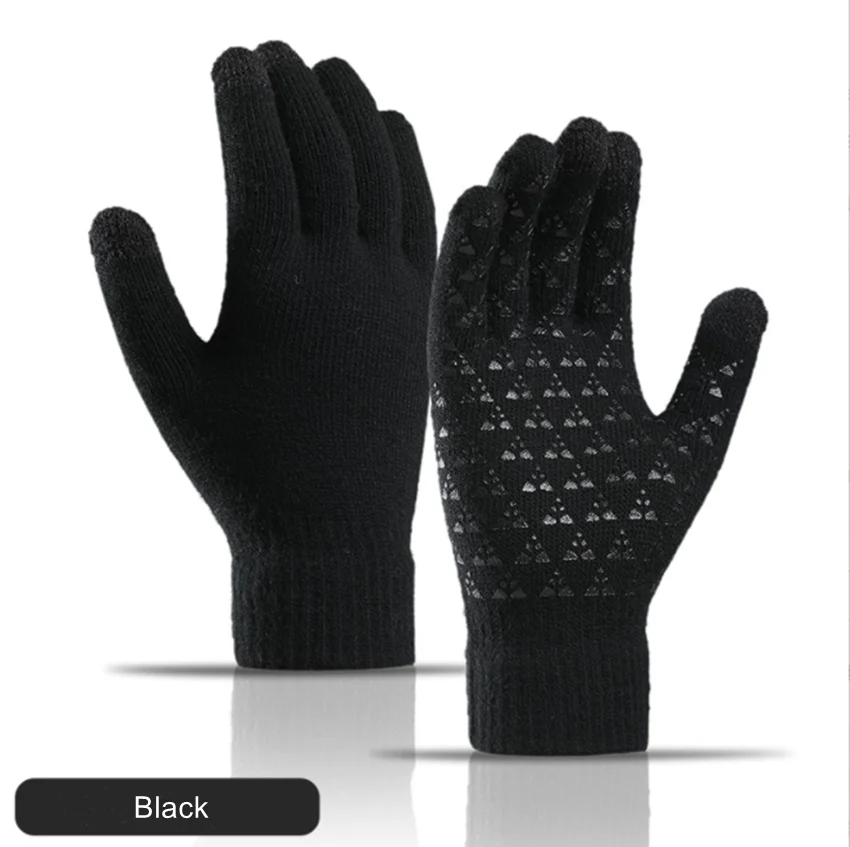 Winter Men\'s and women\'s  Knit Touchscreen Gloves Warm Touch Gloves Texting Anti-slip Gloves for Adults