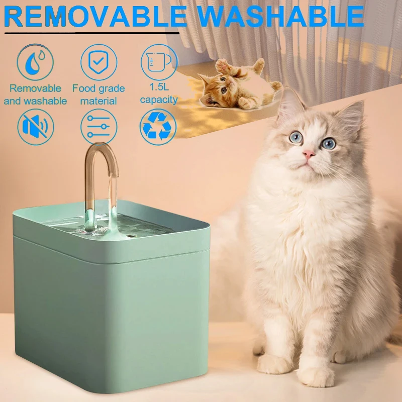 

1.5L Automatic Filtered Water Fountains USB Electric Mute Pet Drinking Dispenser Drinker for Dog Water Filter Fountain