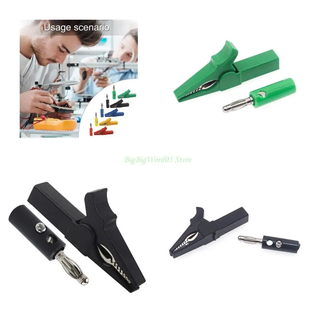 

24TE 4mm Banana Plug Cable Clip Alligators Clip Banana Plug Test Probes Easy to Use