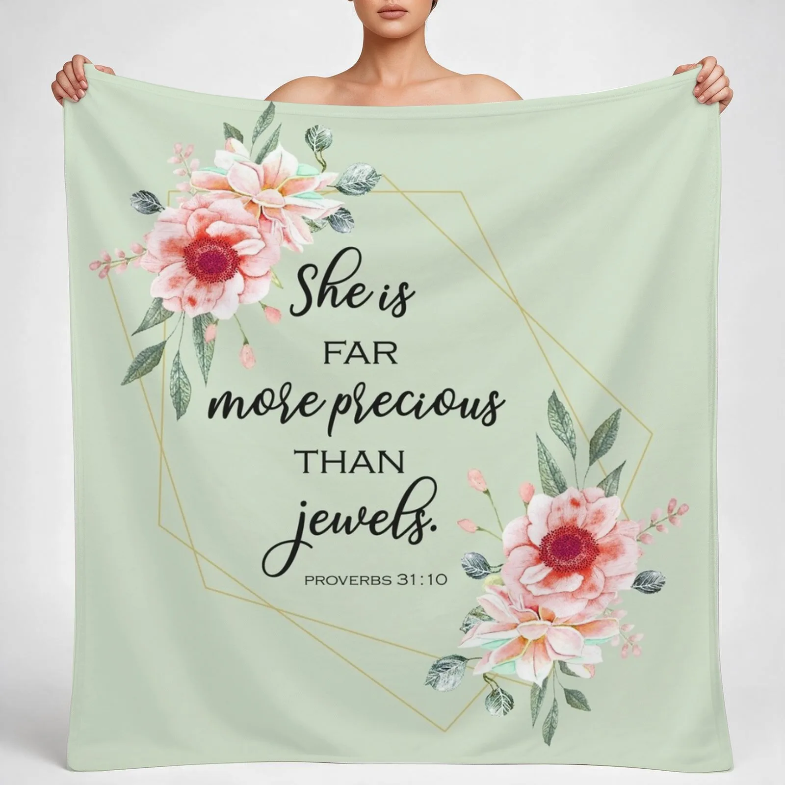 Bible verse, she is far more precious than jewels Throw Blanket couch cozy soft plush fuzzy picnic outdoor blanket