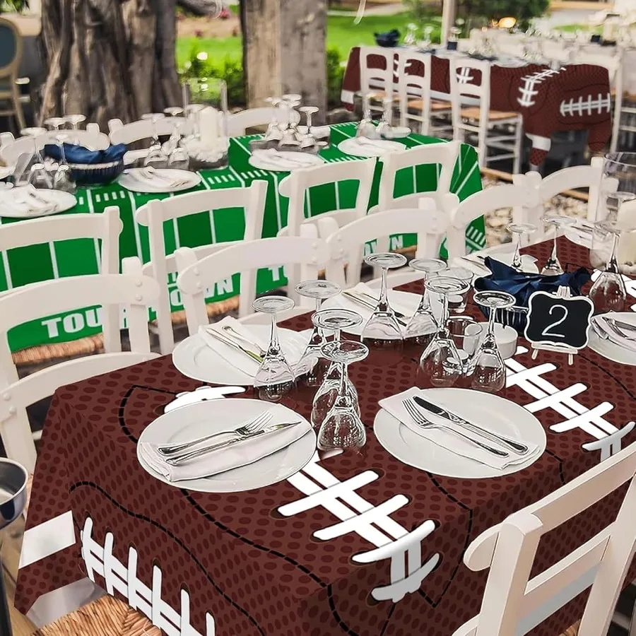 Football Party Plate Decorations Disposable Plastic Tablecloth Touchdown Table Cover Perfect for Super Bowl Football Birthday P