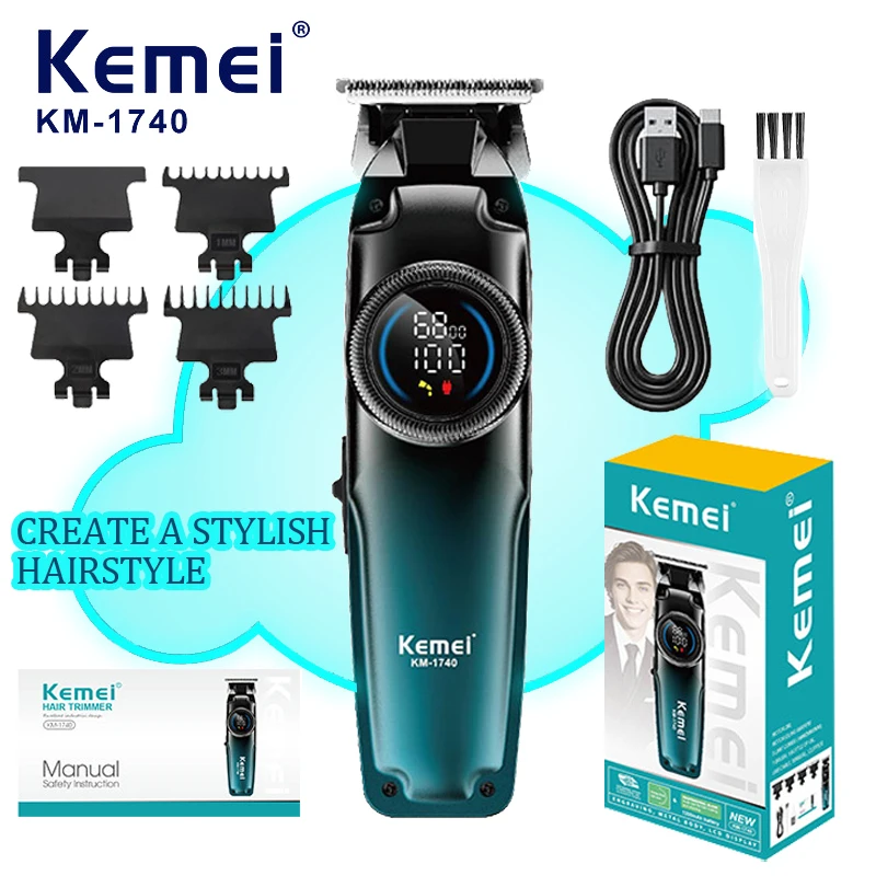 

Kemei 1740, парикмахерские машинки для стрижки волос, профессиональный беспроводной триммер для волос, перезаряжаемый инструмент для стрижки волос, машина для стрижки волос для мужчин