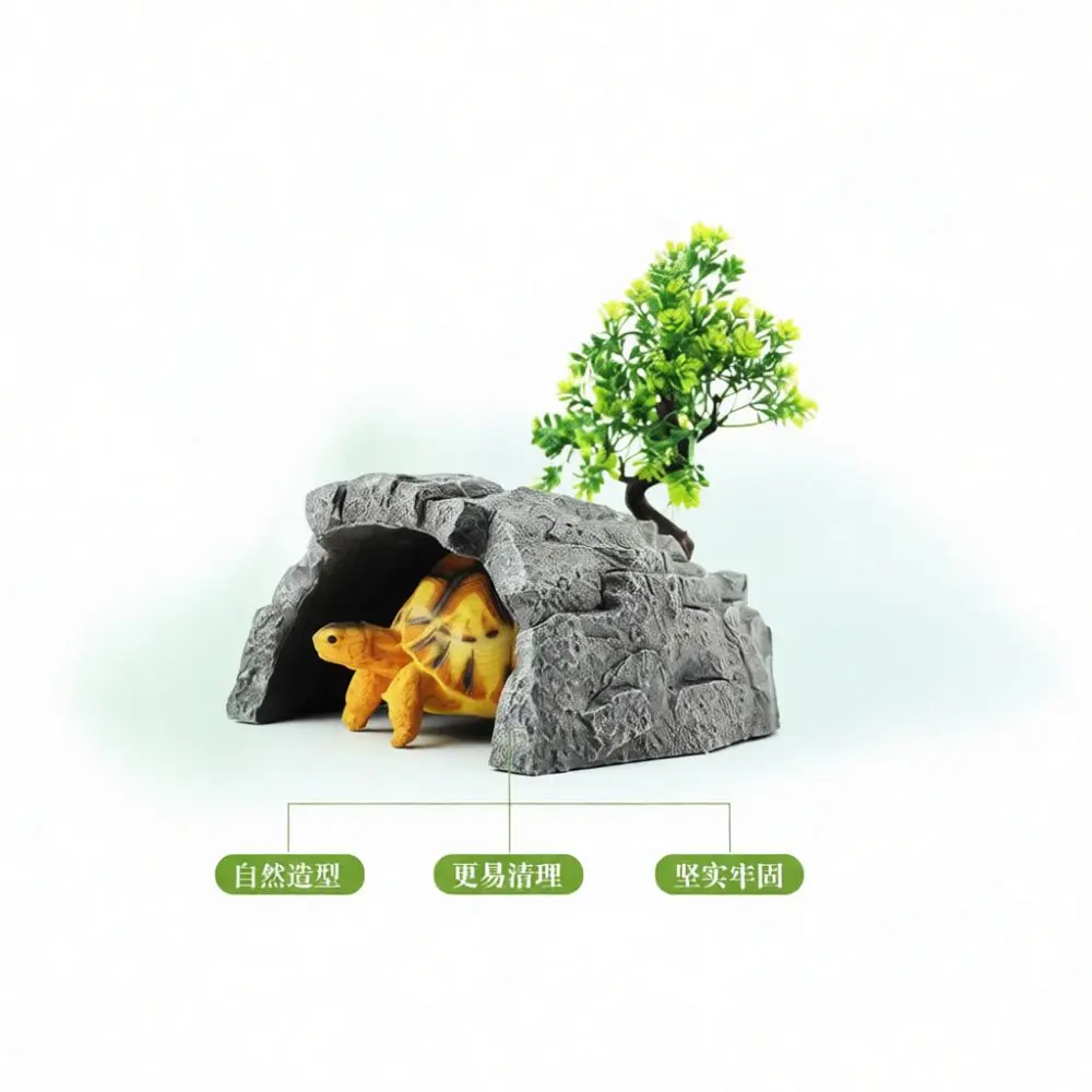 Durable Resin Reptile Shelter Cave Basking Spot For Small Pets Habitat Accessories For Tank Decoration Lizard Supplies