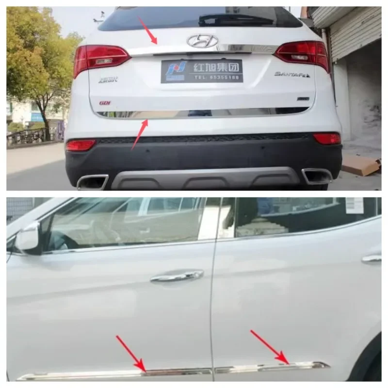 

For Hyundai Santa Fe ix45 2013-2017 Body door side anti-collision decorative bright strip Tailgate trim strip of trunk